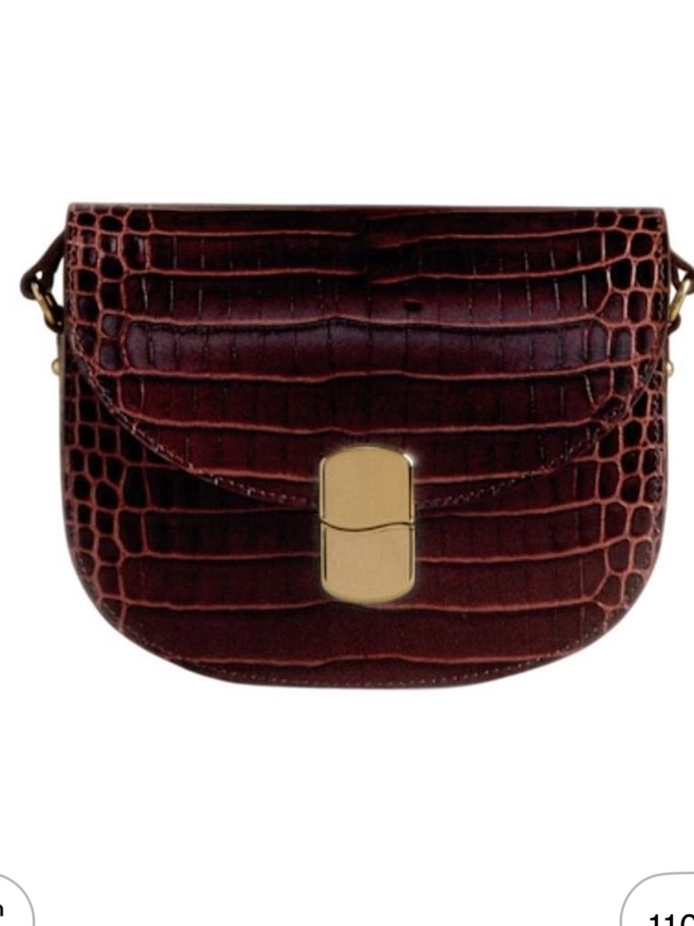 Sézane Croc-Embossed Leather Crossbody in Dark Brown with Gold Hardware